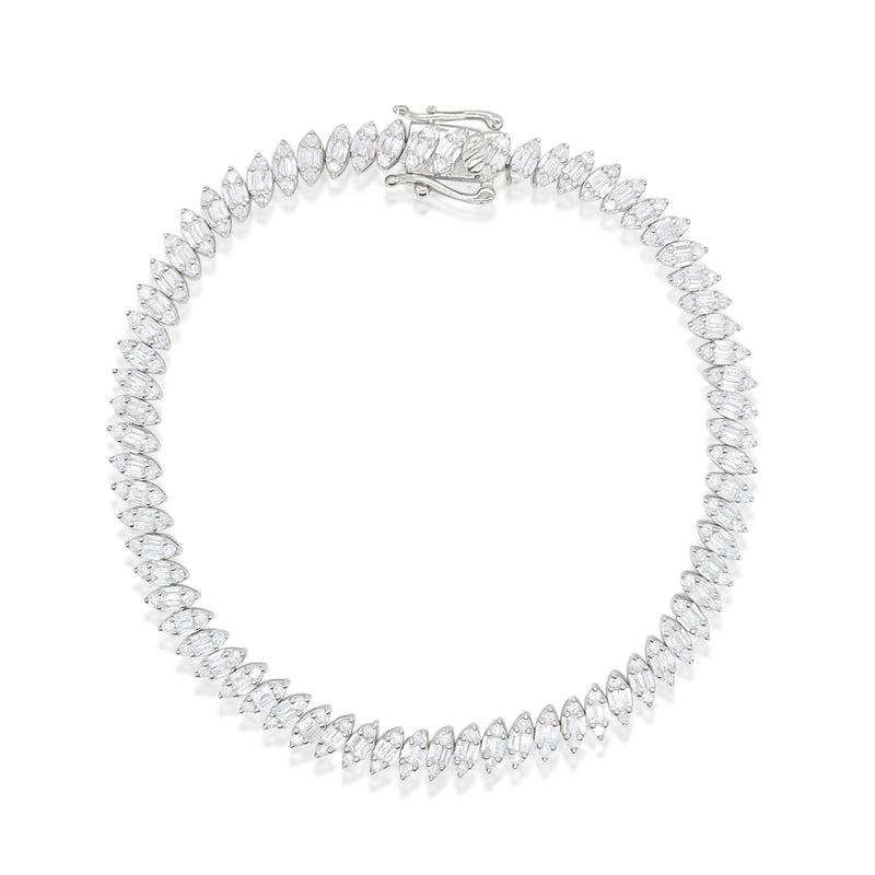 White Gold 3 Carat Marquise Tennis Bracelet