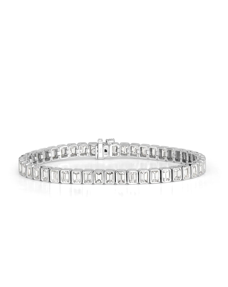 10 ct Emerald Cut Tennis Bracelet 14kt White Gold 7 inches