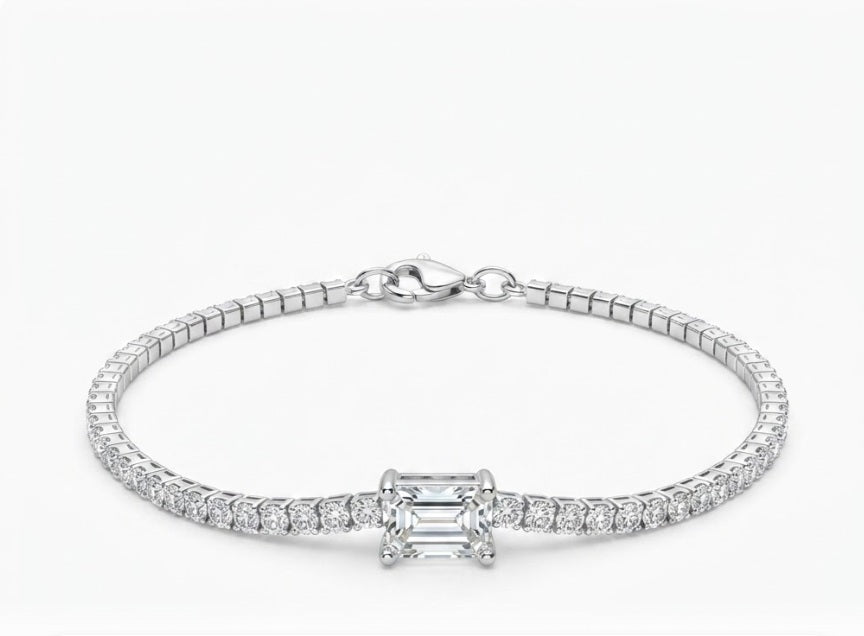 Silver and CZ Illusions Tennis Bracelet 7 inches