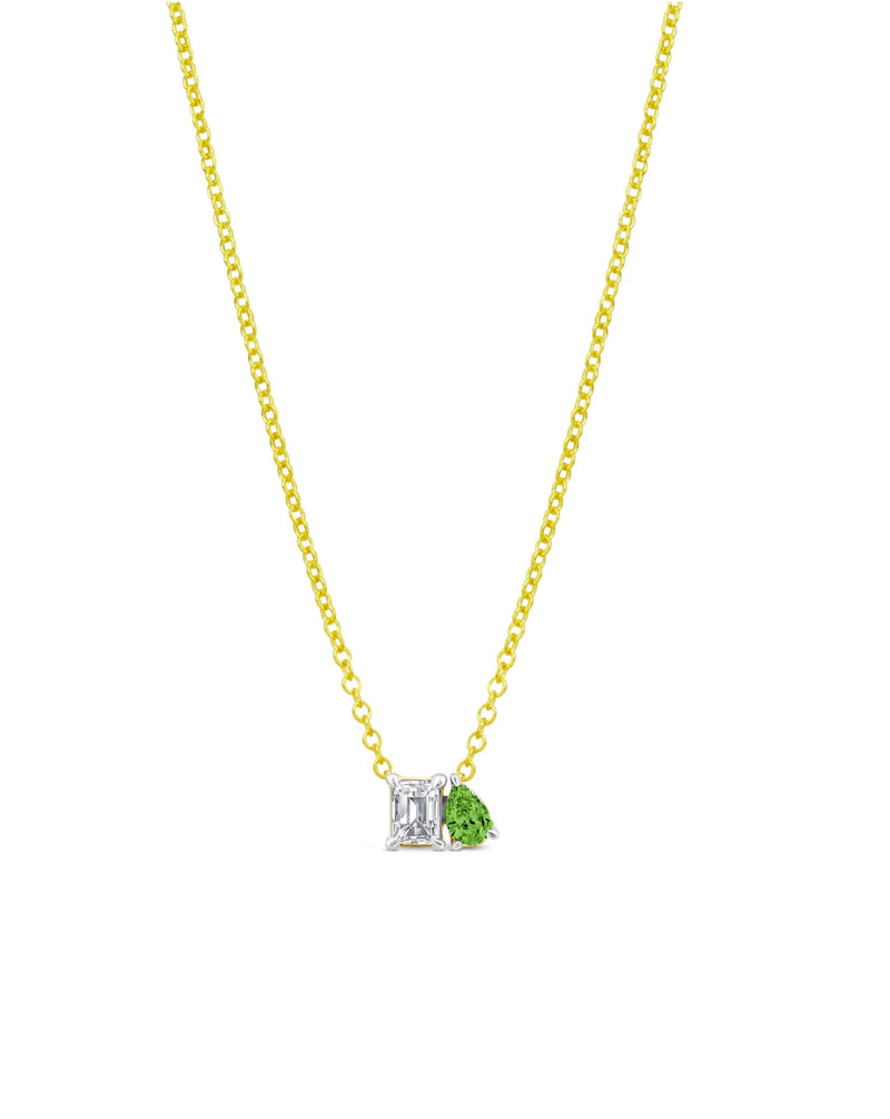 Toi et Moi Diamond and Peridot Necklace | 0.5 carat