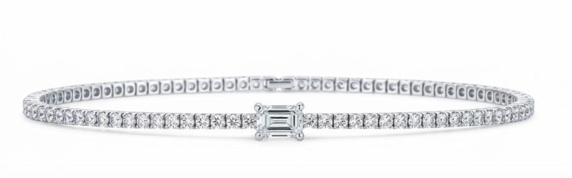 Silver and CZ Illusions Tennis Bracelet 7 inches