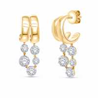 Lab Grown Diamond Georgian Cascade Earrings Gold over Silver 2.00 ct