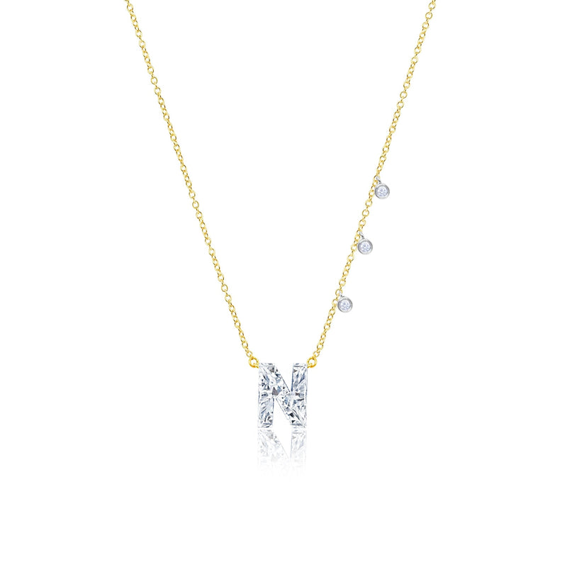Diamond Drilled Set Initial Necklace (Lab Grown)