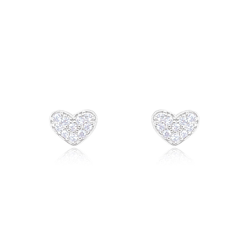 Etoielle White Gold Tone CZ Heart Studs