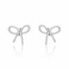 Etoiells Bow Studs Silver and Cubic Zirconia Earrings