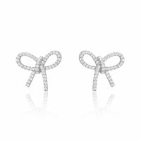 Etoiells Bow Studs Silver and Cubic Zirconia Earrings