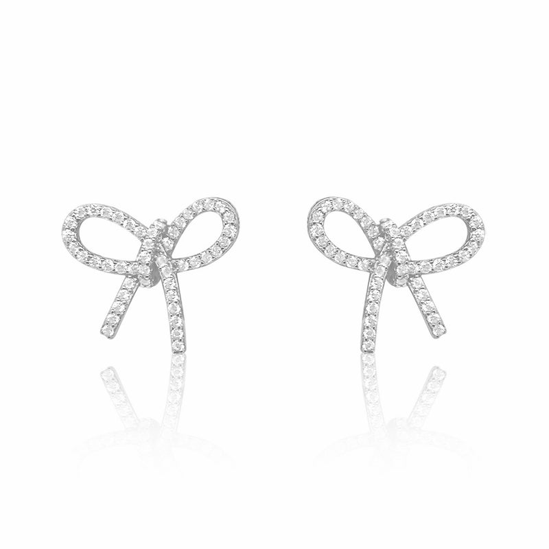 Bow Studs Silver and Cubic Zirconia