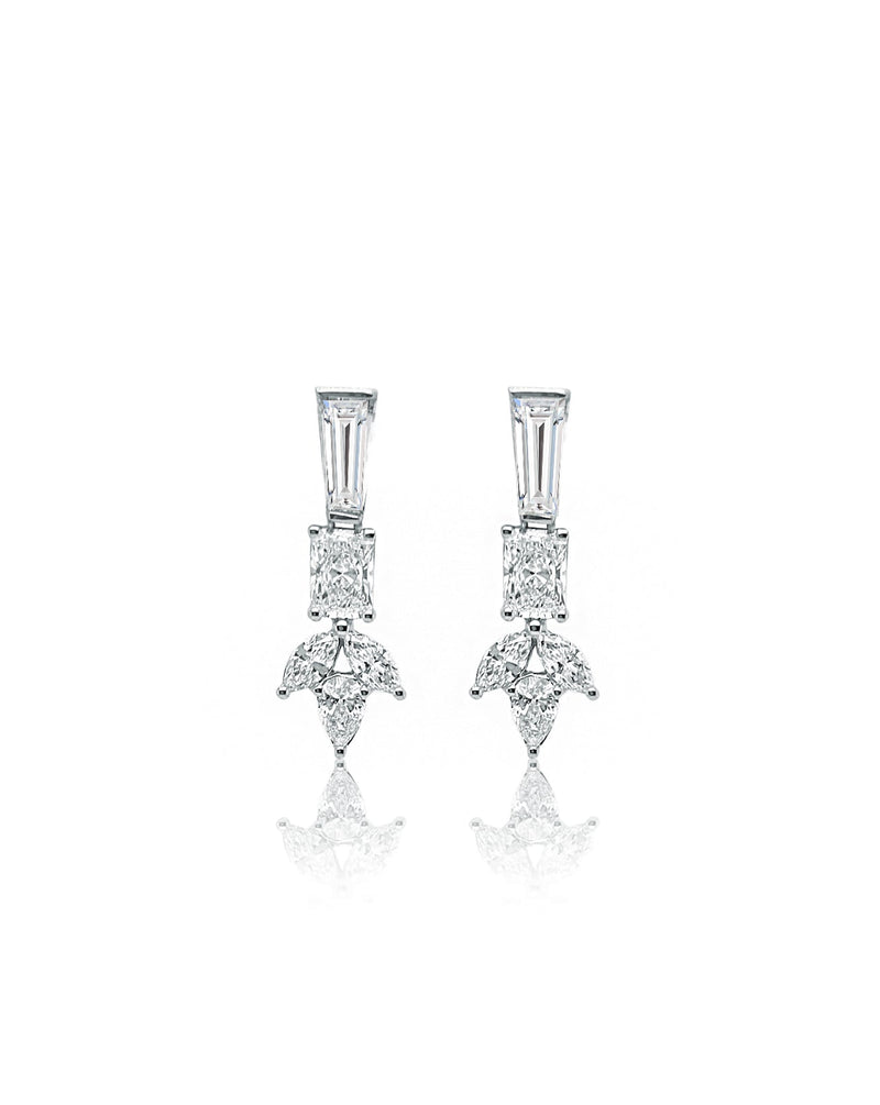 White Gold Diamond Drop Earrings | 4 cts LAB Diamond
