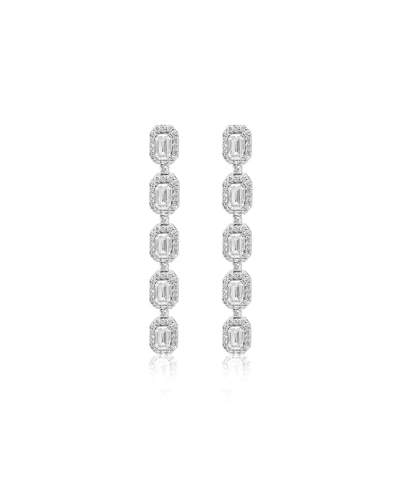 Emerald Cut Drop Earrings 4.73 Ct