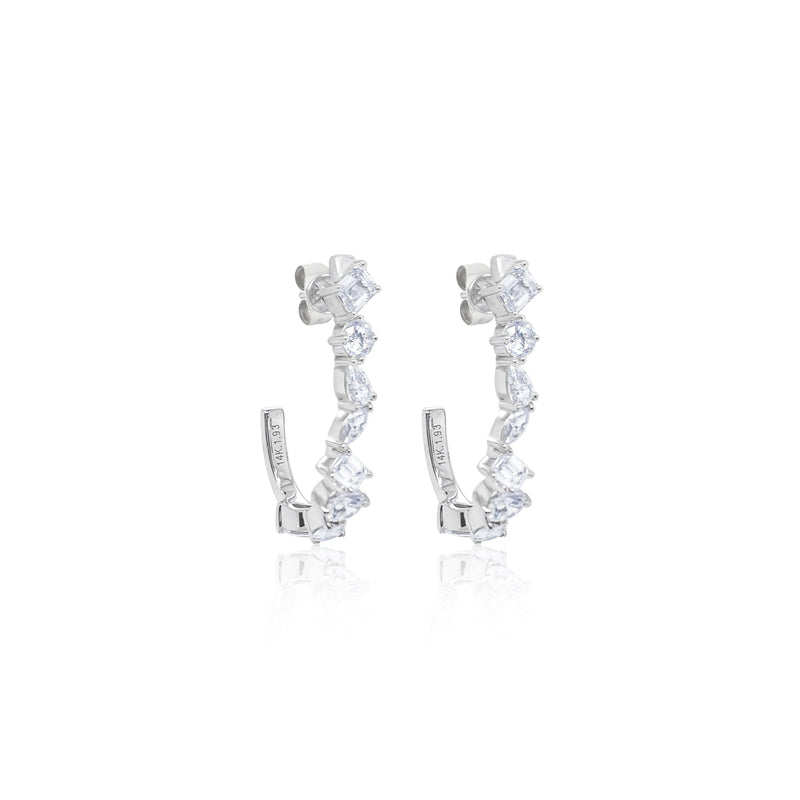 Lab Grown Diamond Earrings Marquise Pear Emerald and Round 2.01 Cts