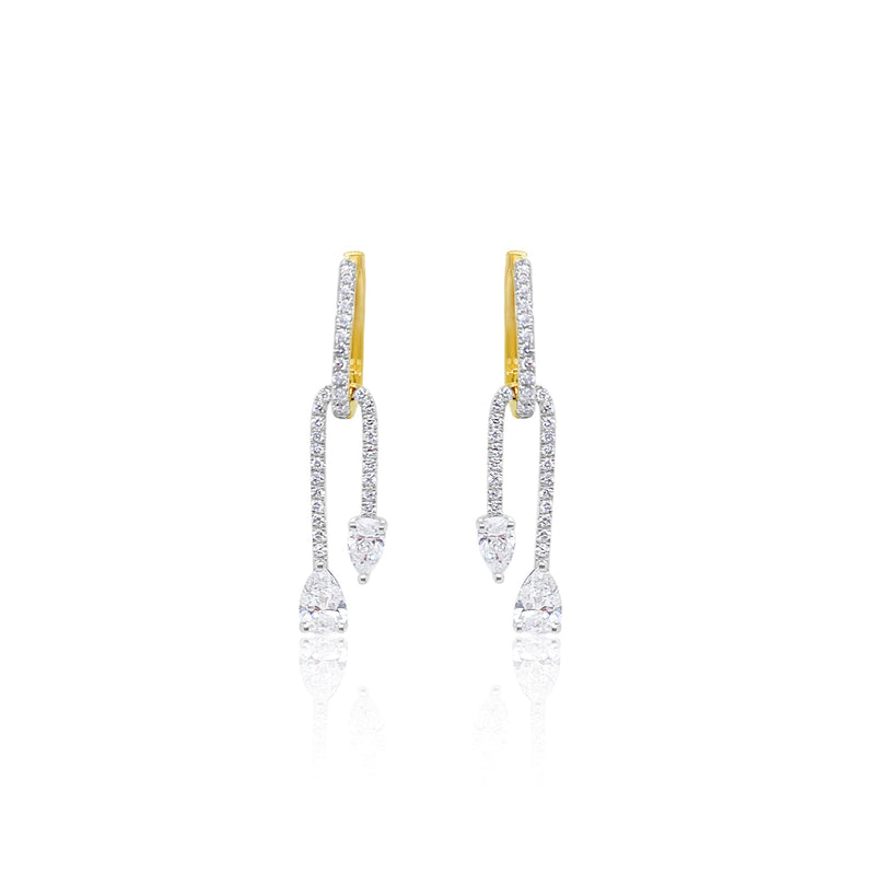 14 kt Yellow Gold 1.51 Ct Pear Cut Lab Grown Diamond Earrings