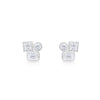Three Stone Lab Grown Diamond Studs with a Halo of Diamonds Round Princess and Emerald Cut 1.89 ct