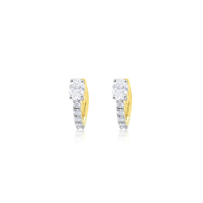 Oval and Round Cut 1.2 Ct Lab Grown Diamond Huggies