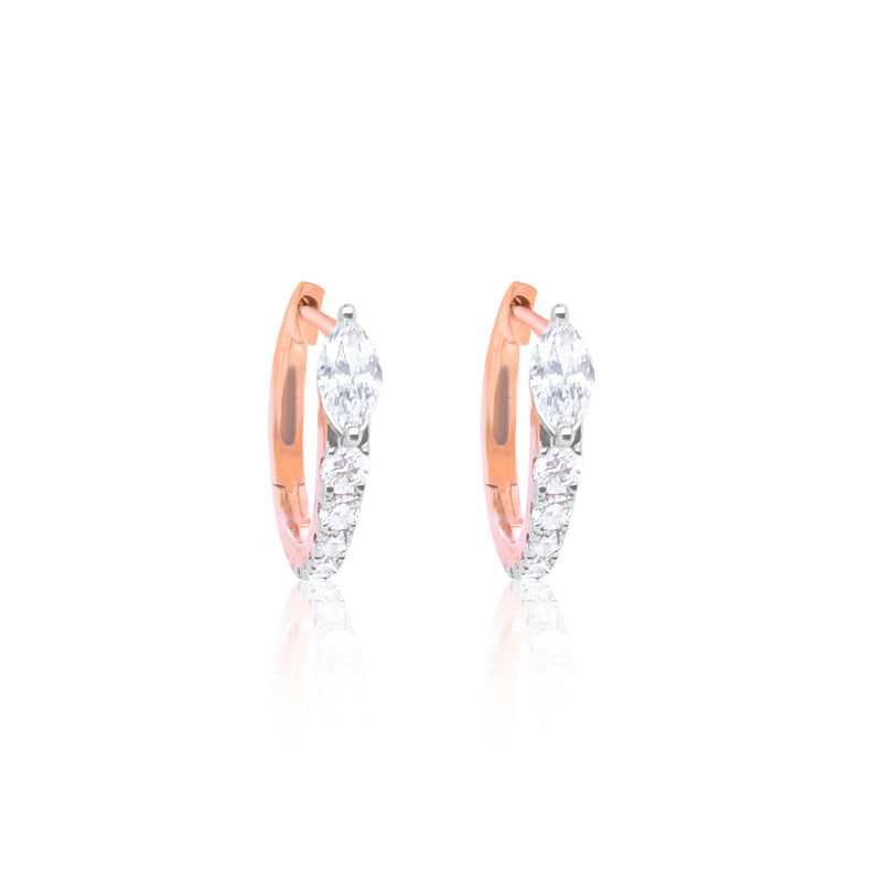 14 kt Carat Rose Gold Marquise and Round Cut 1.1 Ct Lab Grown Earrings