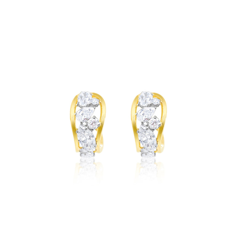 14 Carat Yellow Gold 2.77 Ct Lab Grown Diamond Huggies Round Pear and Marquise