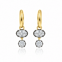 Georgian Setting Lab Grown Diamond Multi Oval Two Stone Huggies Black Rhodium