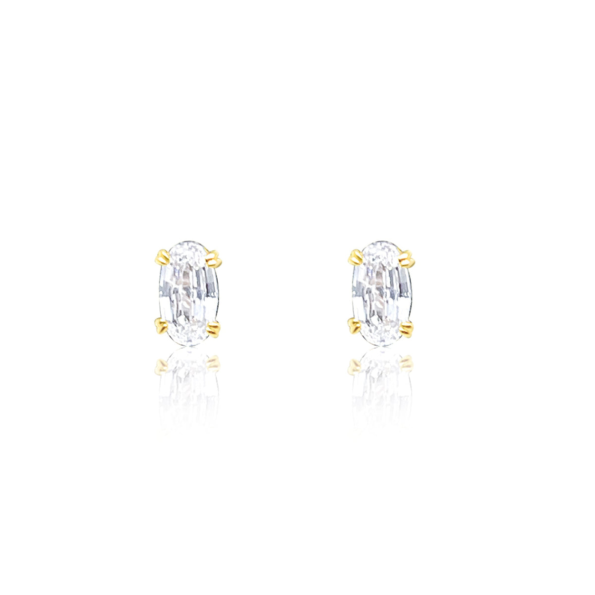 14kt Yellow GoldLab Grown Diamond Oval Cut Earrings Georgian Style