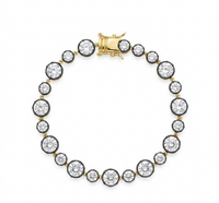 Georgian Style Tennis Bracelet in Cz and Silver and Silver Simulated 4 carat Black Rhodium 7 Inches