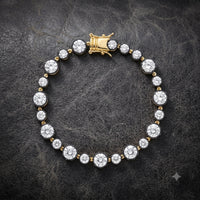 Georgian Style Tennis Bracelet in Cz and Silver and Silver Simulated 4 carat Black Rhodium 7 Inches