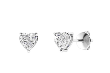 Heart Shape LAB GROWN Diamond Studs in 14kt White Gold