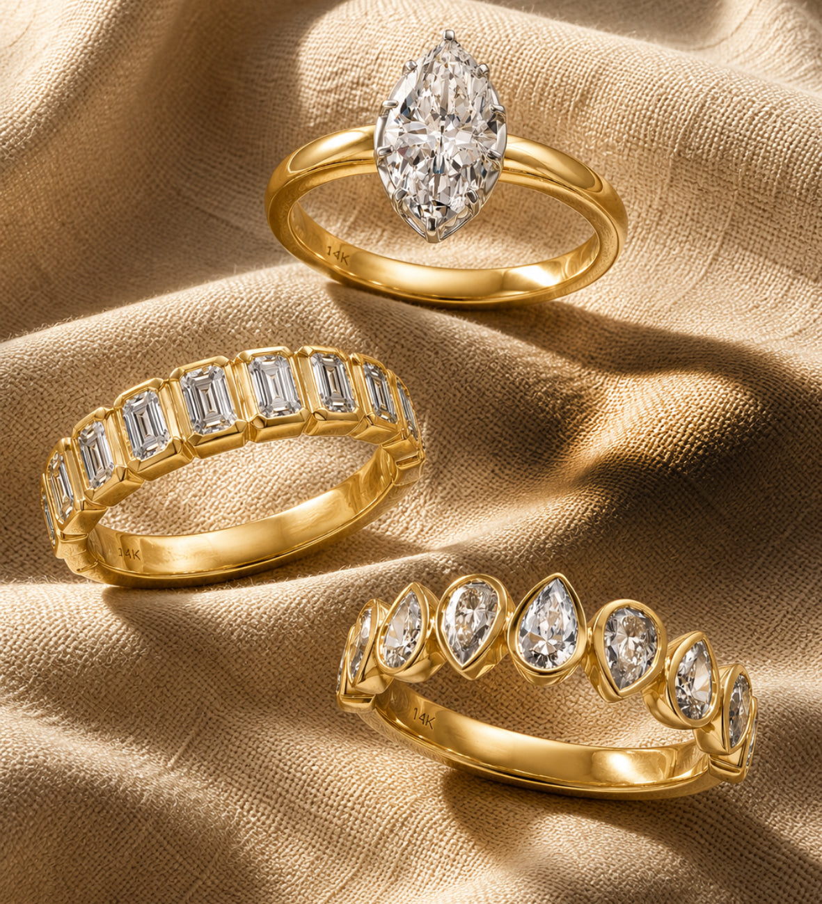 Emerald Cut Georgian Setting Lab Grown Ring