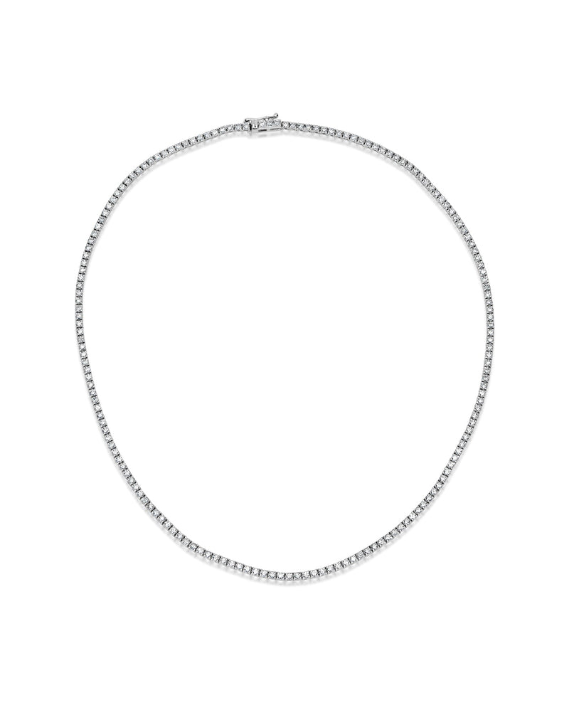 4.75 ct Lab Grown Diamond Tennis Necklace 4 prong 14kt White Gold 16 inches