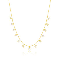 Yellow Gold Tone CZ Stars Necklace