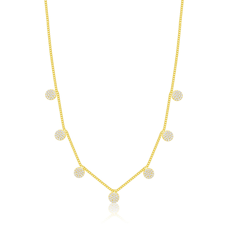 Etoielle Yellow Gold Tone Cuban Chain and CZ Disks Necklace