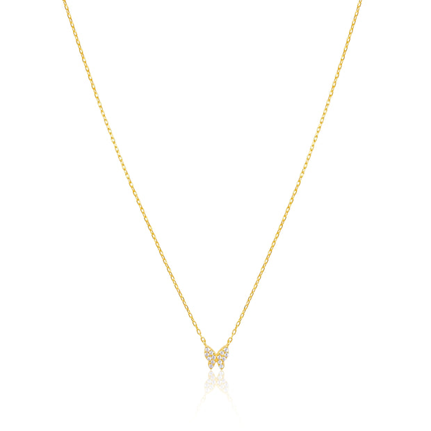Etoielle Yellow Gold Tone CZ Dainty Butterfly  Necklace