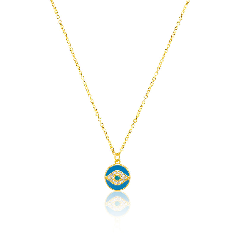 Etoielle Yellow Gold Tone Enamel and CZ Evil Eye Necklace