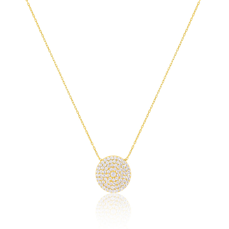 Yellow Gold Tone CZ Circle Necklace