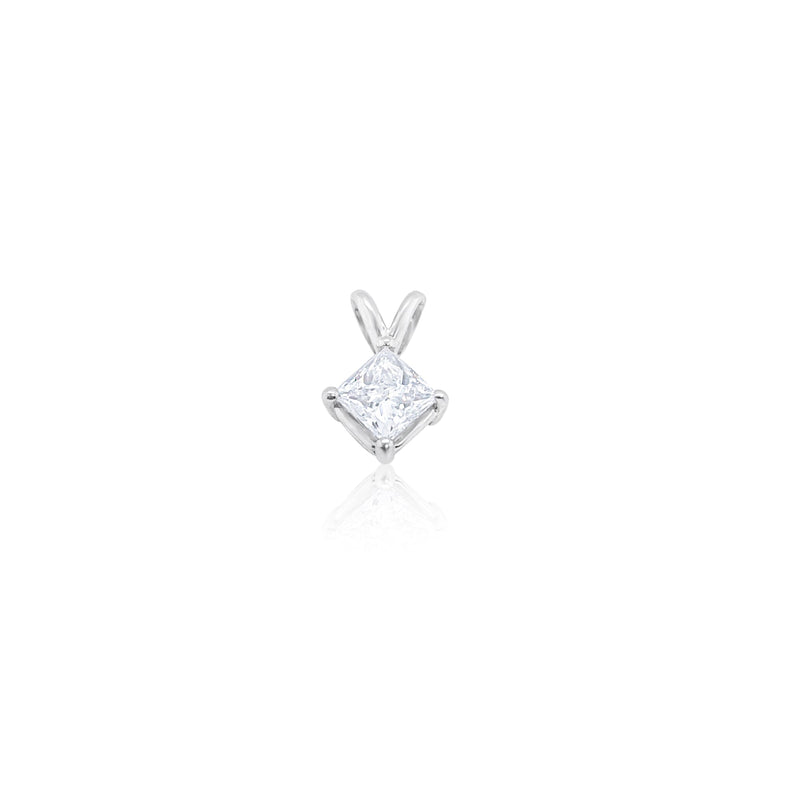 14kt White Gold Princes Cut Solitaire Charm .71 ct