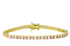 Etoielle Gold Tone Alternating Simulated Pink Sapphire and CZ Tennis Bracelet
