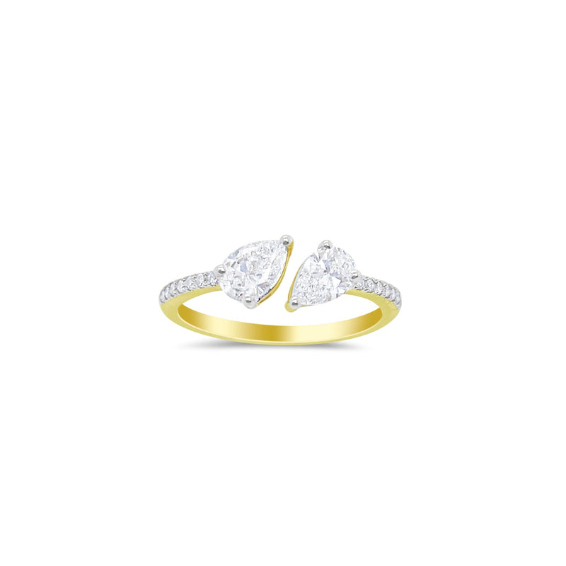Two Stone Prong Set Pear Cut .79 Ct Lab Grown Diamond Ring