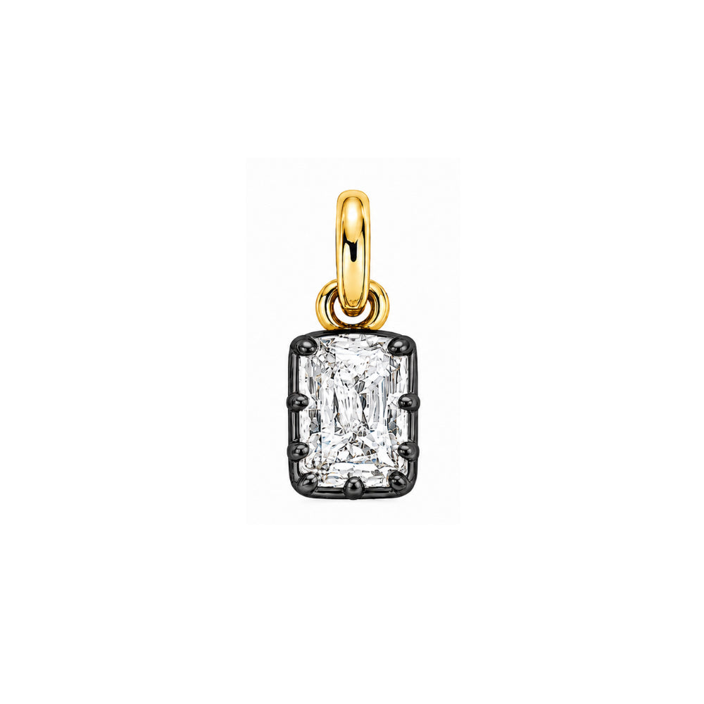 Emerald Cut Georgian 14kt Lab Grown Diamond Charm 1.00 ct