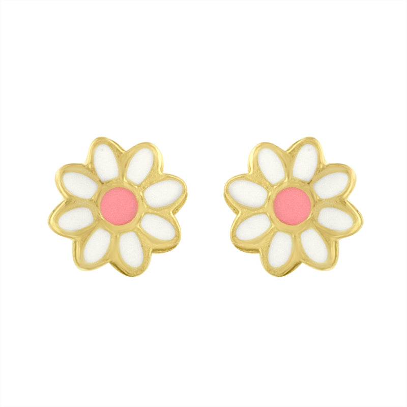 Daisy Stud Earring in Gold and Enamel