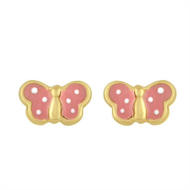 Butterfly Earrings in Pink Enamel