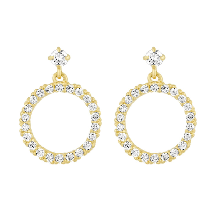 Circle Dangle Earrings in Cz