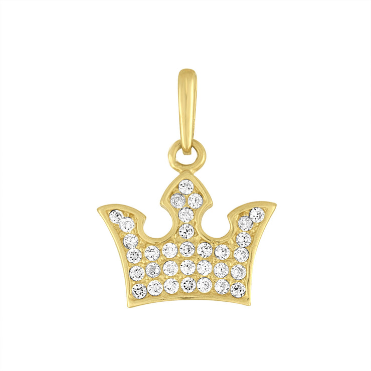 Crown Pendant Charm in 14kt Yellow Gold and Cz