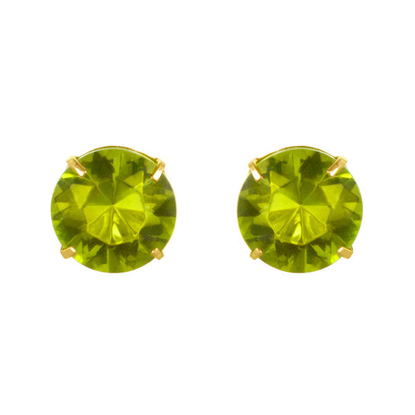 August Birthstone Studs for Little Girls Peridot Screw Back