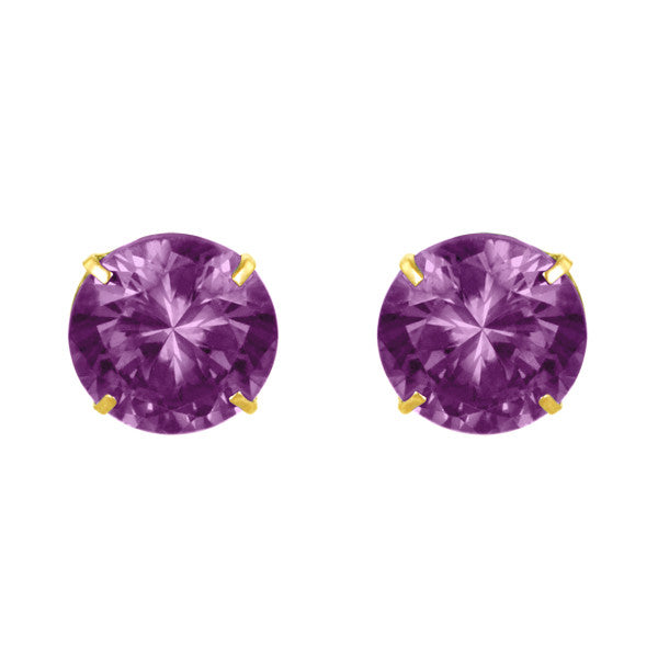 February Birthstone Studs for Little Girls 14kt Amethyst Screw Back