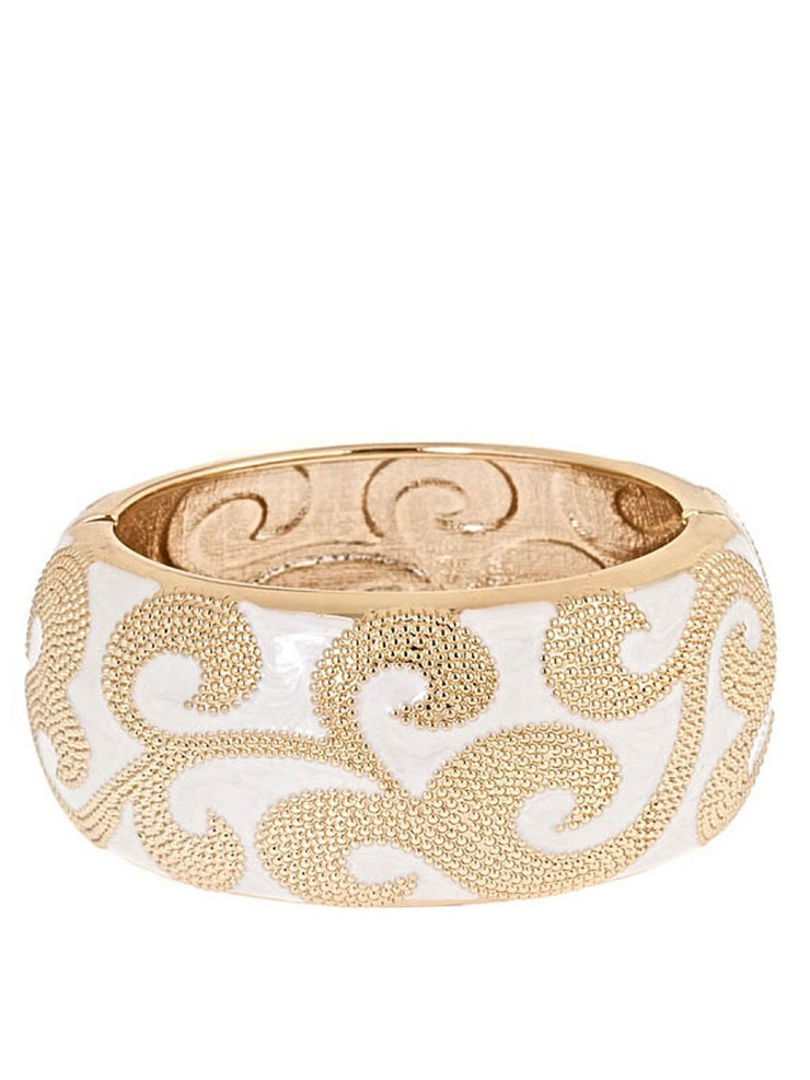 Athena White and Gold Enamel Cuff by Fornash