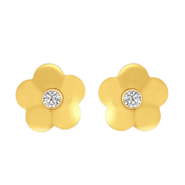 Gold Daisy Earrings With “Diamond” Center