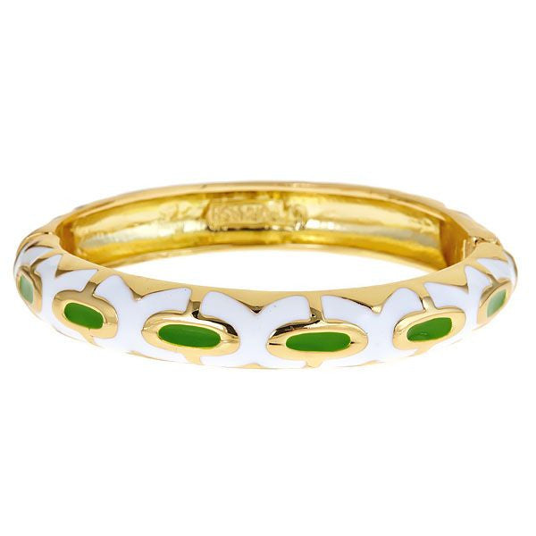 Green and White Fornash Queen Enamel Bracelet