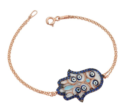 Hamsa Bracelet in Rose with Evil Eye Embellishments