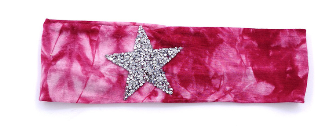 Tie Dye Stretch Headbands with Sequin Star
