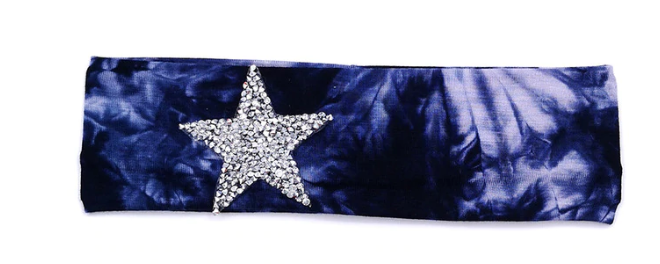 Tie Dye Stretch Headbands with Sequin Star