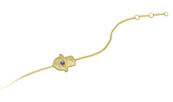 Hamsa Bracelet with Sapphire and Diamonds