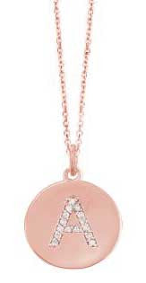 Initial in Rose Gold Disc with Diamonds Necklace