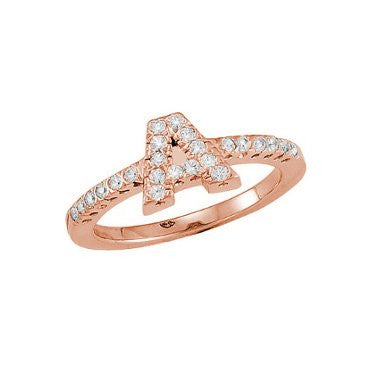 Initial Ring Diamonds Rose Gold